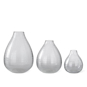 K&K Interiors - Etched Tear Drop Clear Glass Vases