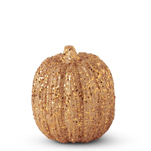 K&K Interiors - 6 in. Orange Glitter & Sequin Pumpkin