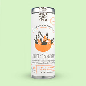 Flying Bird Botanicals - Lavender Orange Grey – Loose Leaf Tin