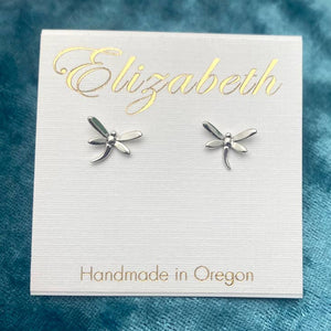 Elizabeth Jewelry - Sterling Silver Dragonfly Stud Earrings