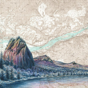 Final Switchback by Katie Jeanne Reim- Columbia River Gorge, Beacon Rock Art Matted Print