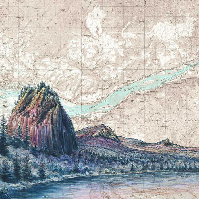 Final Switchback by Katie Jeanne Reim- Columbia River Gorge, Beacon Rock Art Matted Print