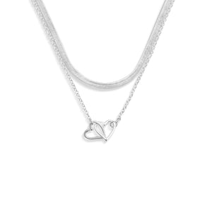Demdaco - Layered Heart Silver Necklace