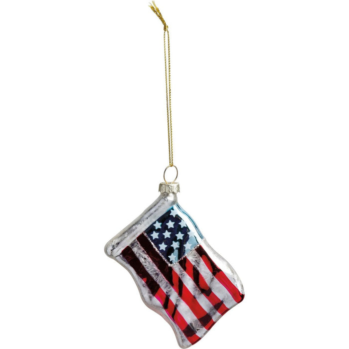 Primitives by Kathy - American Flag Glass Ornament