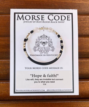 Blue Blood Black Sheep - Morse Code Wrap Bracelet - "Hope & Faith"