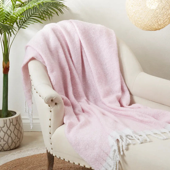 Fennco Styles - Pink Faux Mohair 50X60 Throw Blanket