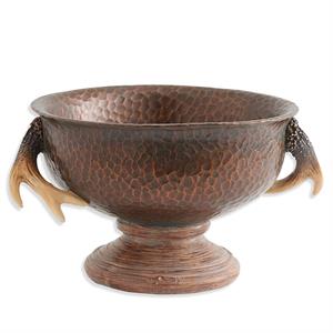 K&K Interiors - 9inch Copper Resin Hammered Short Vase W/ Antler