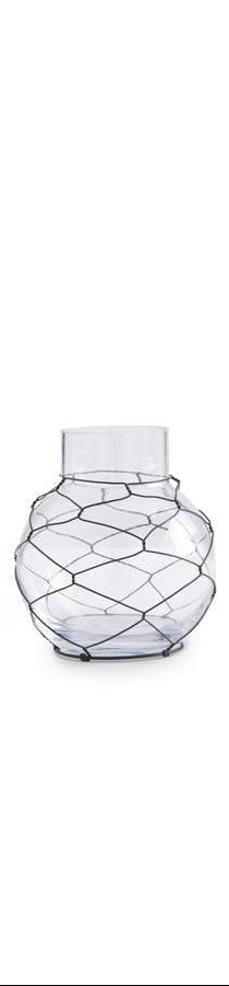 K&K Interiors - Glass Jars with Black Chicken Wire (Assorted)