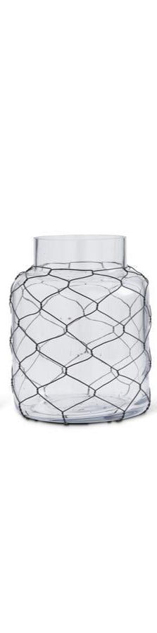 K&K Interiors - Glass Jars with Black Chicken Wire (Assorted)