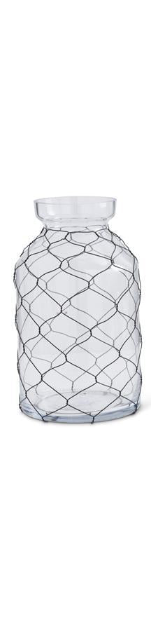 K&K Interiors - Glass Jars with Black Chicken Wire (Assorted)