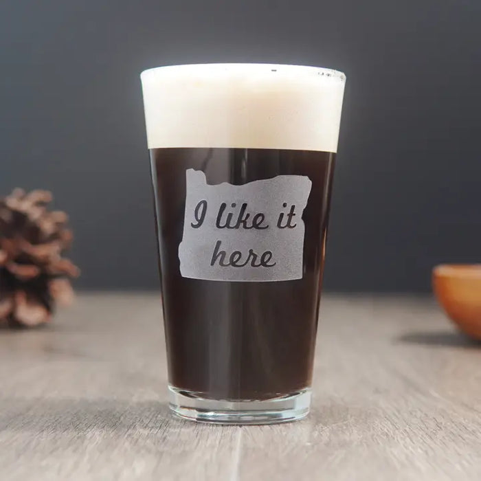 Bread and Badger - Oregon State Pint Glass "I Like It Here"