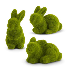 K&K Interiors - Medium Green Mossy Flocked Bunnies (Assorted)