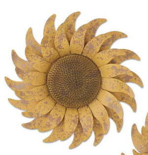 K&K Interiors - Hanging Distressed Golden Yellow Metal Sunflowers