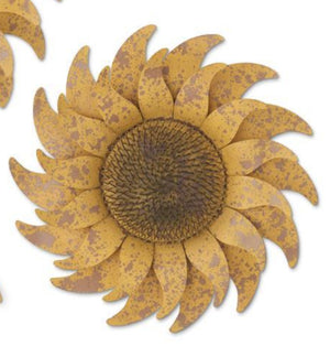 K&K Interiors - Hanging Distressed Golden Yellow Metal Sunflowers