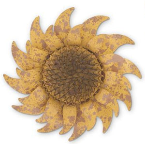 K&K Interiors - Hanging Distressed Golden Yellow Metal Sunflowers