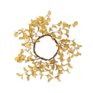 K&K Interiors - 14 Inch Light Yellow Eucalyptus Candle Ring/Wreath