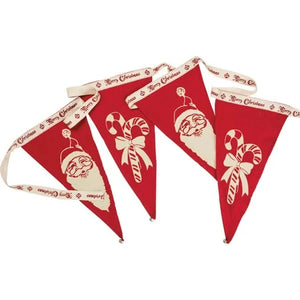 Primitives By Kathy - Santa and Candy Canes with Bells Pennant Banner