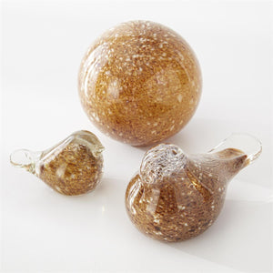 K&K Interiors - Beown & Gold Speckled Glass Birds (Assorted)