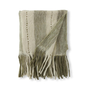K&K Interiors - 60 Inch Gray & Cream Handloom Woven Striped Throw