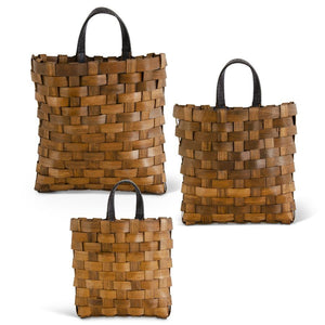 K&K Interiors - Brown Hanging Wall Baskets (Assorted Sizes)
