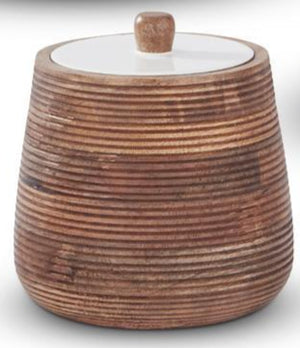 K&K Interiors - Ribbed Mango Wood Cannisters with Lids (Assorted)