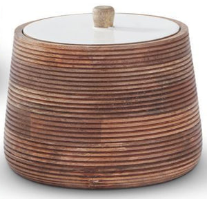 K&K Interiors - Ribbed Mango Wood Cannisters with Lids (Assorted)
