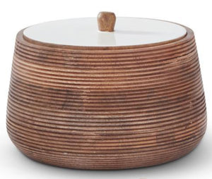 K&K Interiors - Ribbed Mango Wood Cannisters with Lids (Assorted)