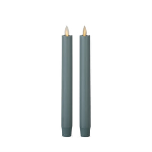 K&K Interiors - 2 Pack Iceberg Green Seaglass Wax Luminara Indoor Taper Candles 1x9.5in