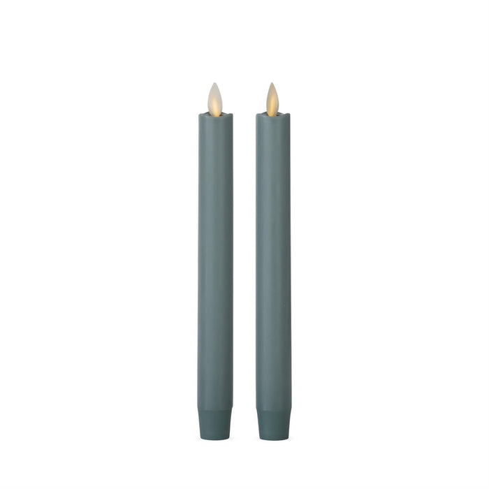 K&K Interiors - 2 Pack Iceberg Green Seaglass Wax Luminara Indoor Taper Candles 1x9.5in