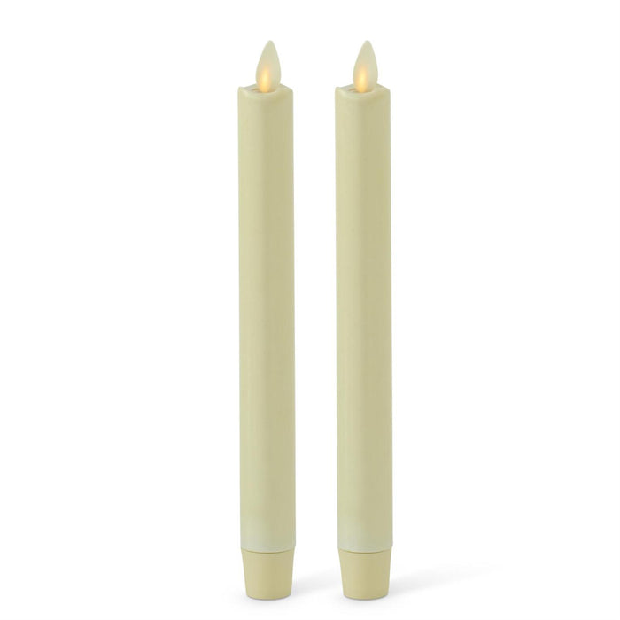 K&K Interiors - 2 Pack Ivory Wax Luminara Indoor Taper Candles 1x9.5in