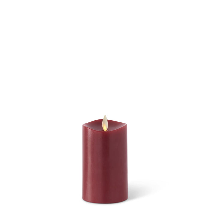 K&K Interiors - Burgundy Wax Luminara Slim Indoor Pillar Candle (2x4.25in)