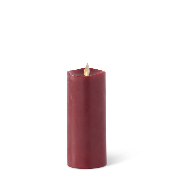 K&K Interiors - Burgundy Wax Luminara Slim Indoor Pillar Candle (2x6.1in)