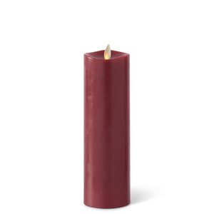 K&K Interiors - Burgundy Wax Luminara Slim Indoor Pillar Candle (2x7.9in)