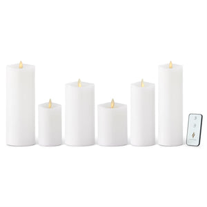 K&K Interiors - White Wax Luminara Assorted Indoor Pillar Candles