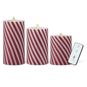 K&K Interiors - Thin Candy Striped Wax Indoor Pillar Luminara Candles
