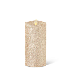 K&K Interiors - Champagne Glittered Wax Indoor Pillar Luminara Candles