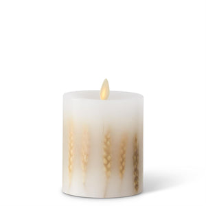 K&K Interiors - White Wax Wheat Indoor Pillar Luminara Candles