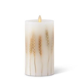 K&K Interiors - White Wax Wheat Indoor Pillar Luminara Candles