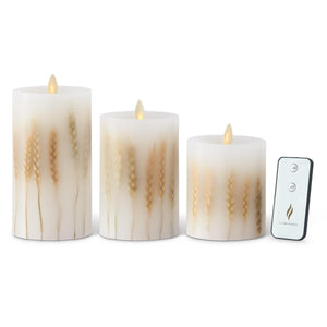K&K Interiors - White Wax Wheat Indoor Pillar Luminara Candles