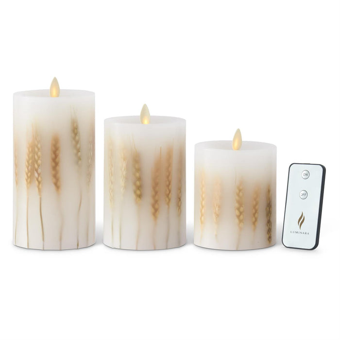 K&K Interiors - White Wax Wheat Indoor Pillar Luminara Candles
