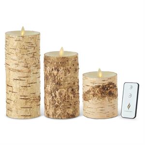 K&K Interiors - Birch Bark Wax Indoor Pillar Luminara Candles