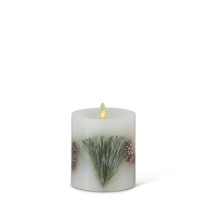 K&K Interiors - White Wax Berry & Pine Indoor Pillar Luminara Candles