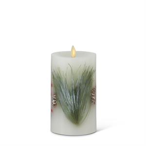 K&K Interiors - White Wax Berry & Pine Indoor Pillar Luminara Candles