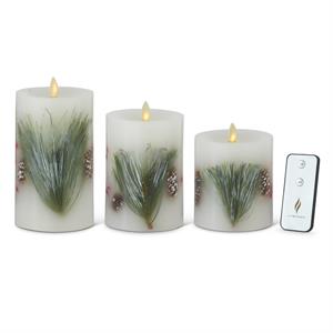 K&K Interiors - White Wax Berry & Pine Indoor Pillar Luminara Candles