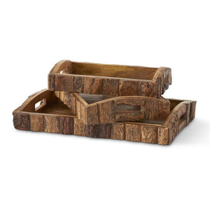 K&K Interiors - Bark Edged Wood Nesting Trays (Assorted Sizes)