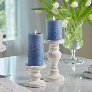 K&K Interiors - Luminara Spring Lake Blue Seasglass Assorted Wax Indoor Pillar Candles