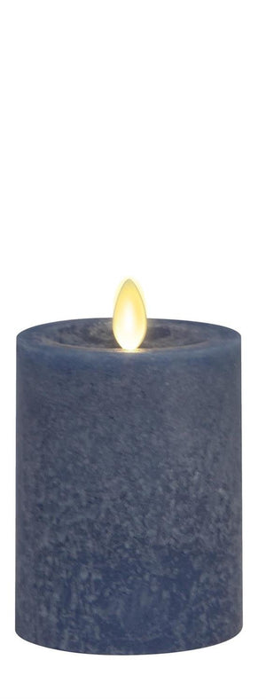 K&K Interiors - Luminara Spring Lake Blue Seasglass Assorted Wax Indoor Pillar Candles