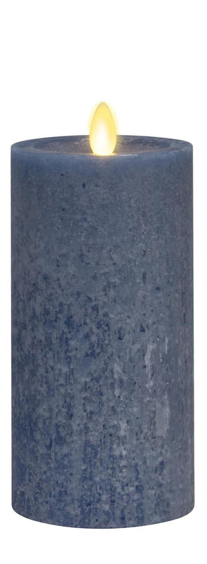 K&K Interiors - Luminara Spring Lake Blue Seasglass Assorted Wax Indoor Pillar Candles