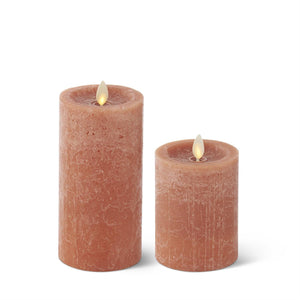 K&K Interiors - Light Brown Adobe Seaglass Wax Indoor Pillar Luminara Candles