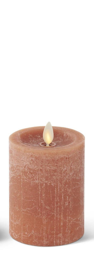 K&K Interiors - Light Brown Adobe Seaglass Wax Indoor Pillar Luminara Candles